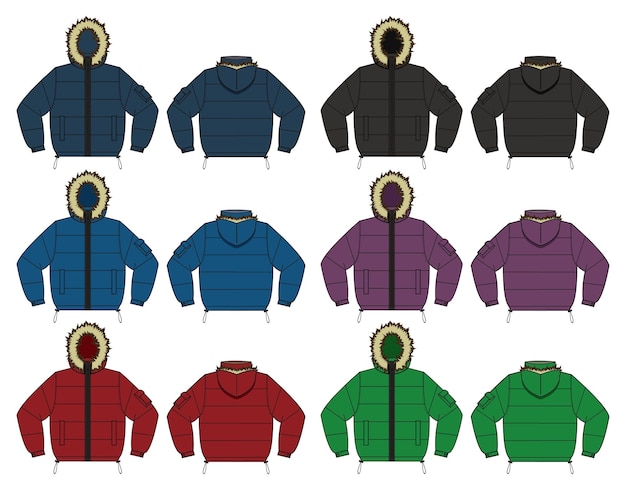 Vector illustration of down jacket fur hood