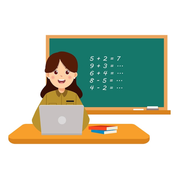 Illustration of Teacher Teaching Math Online