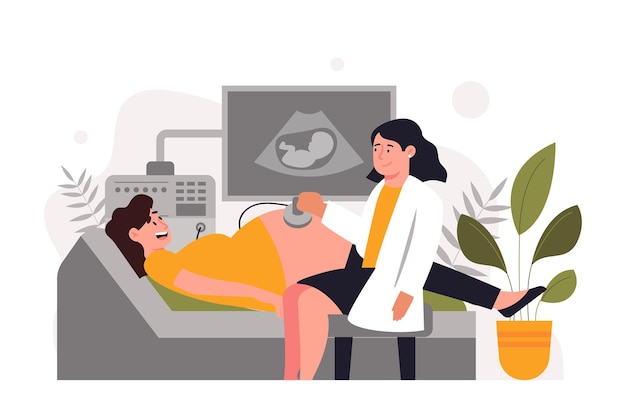 Vector illustration pregnancy checkup