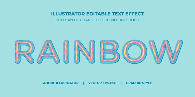 Illustrator vector texto efecto estilo gráfico con arco iris