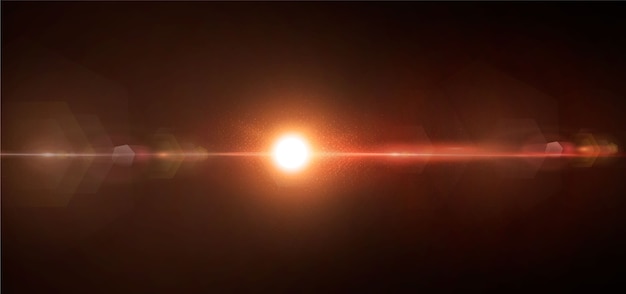 Iluminación abstracta de una estrella cósmica o una galaxia sol brillante con reflejos y destellos en un fondo oscuro