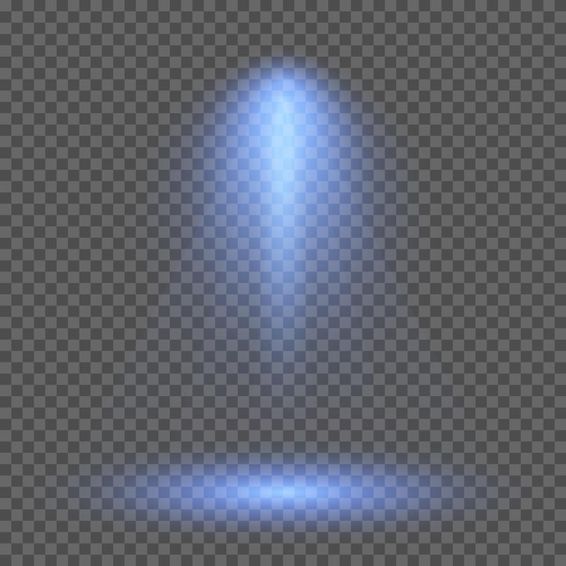 Iluminación azul fría con foco. Efectos de iluminación de escena sobre un fondo transparente oscuro. Ilustración vectorial