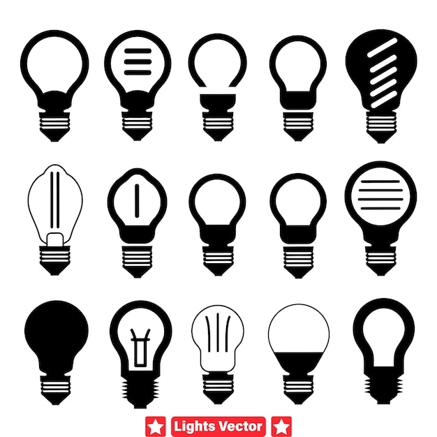 Iluminación encantadora Luces cautivadoras Siluetas vectoriales para diseños mágicos