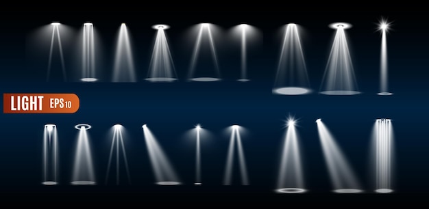 Iluminación de escenario una colección de efectos transparentes Iluminación brillante con focos