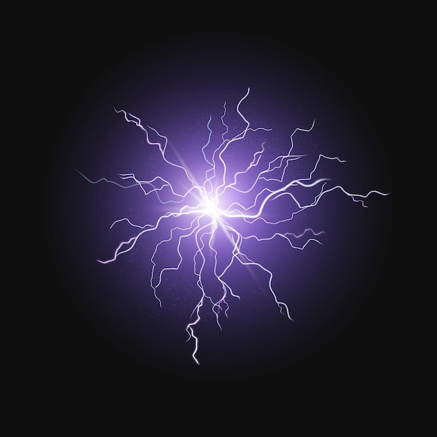 Iluminación púrpura de brillo vectorial libre aislada sobre un fondo oscuro