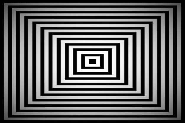 Ilusión cuadrada en blanco y negro de fondo de pirámide abstracto simple