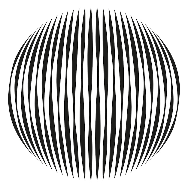 Ilusión de franja elíptica Forma de contorno óptico Patrón curvo negro Detalle de simetría vectorial
