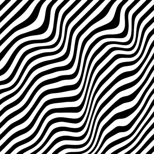 Ilusión de líneas de movimiento Onda abstracta con líneas curvas en blanco y negro Ilusión óptica vectorial
