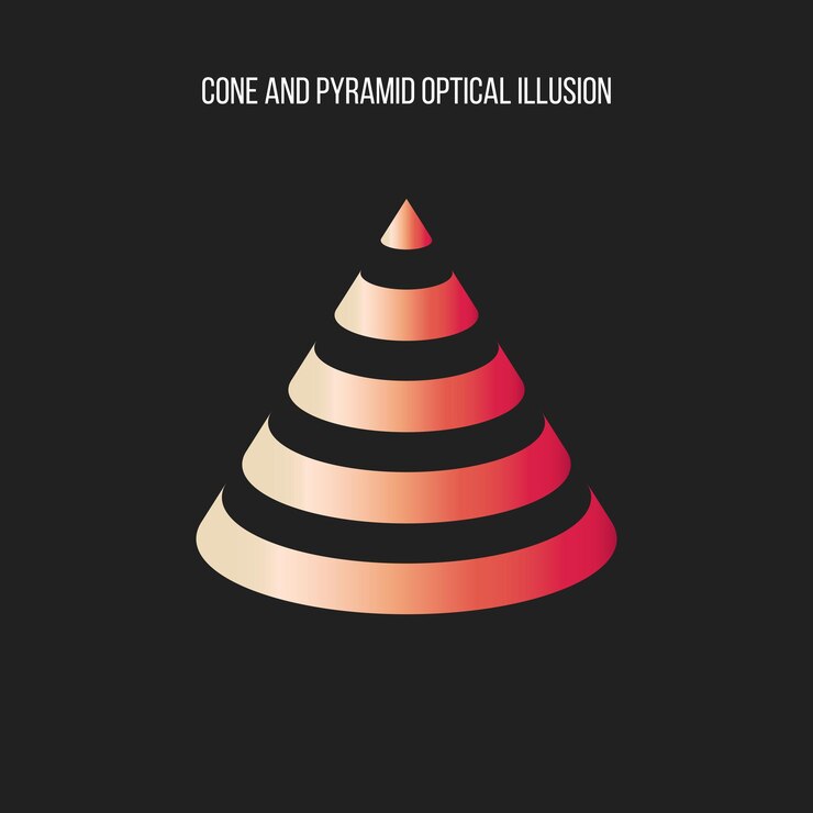 Ilusión óptica de cono y pirámide