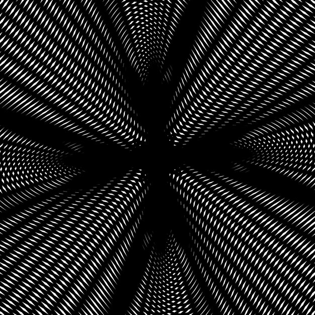 Ilusión óptica, creativo telón de fondo muaré gráfico en blanco y negro. Fondo de vector de contraste hipnótico forrado decorativo.