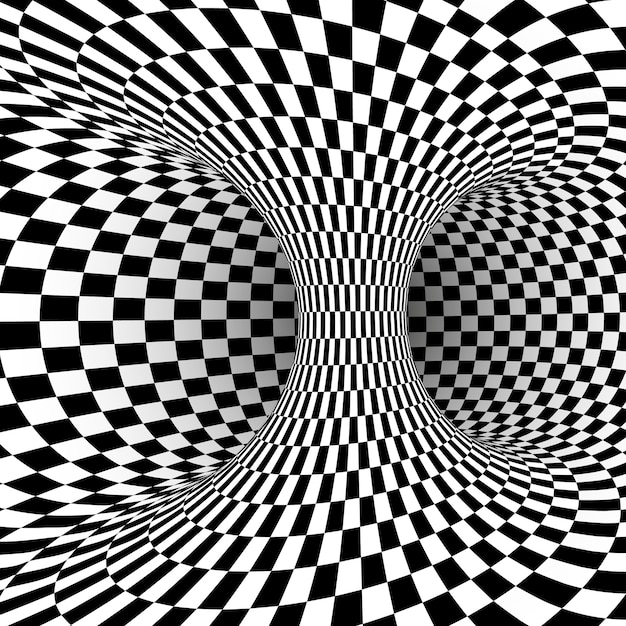Ilusión óptica cuadrada en blanco y negro