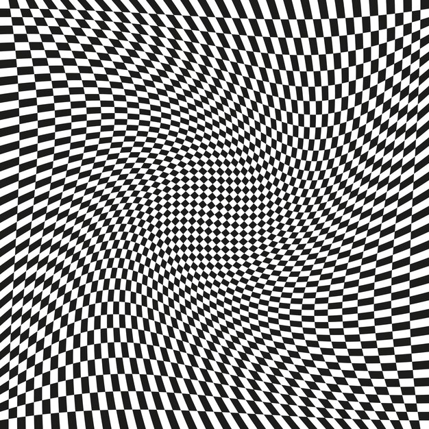 Ilusión óptica a cuadros patrón de onda distorsionado efecto abstracto geométrico contraste blanco y negro