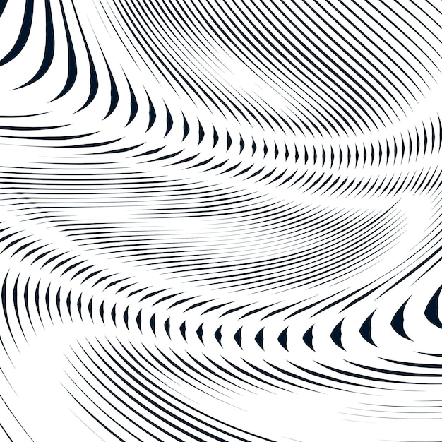 Ilusión óptica, fondo muaré, mosaico vectorial monocromático forrado abstracto. Patrón geométrico inusual con efectos visuales.