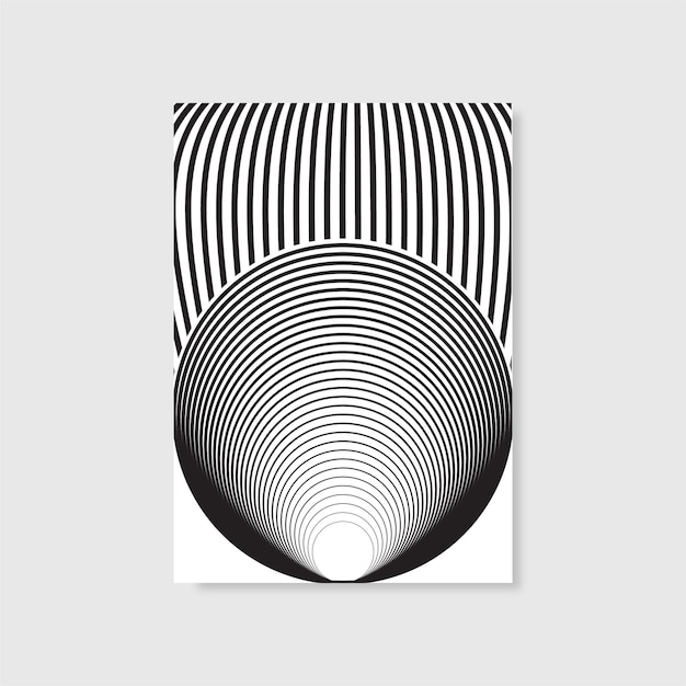 Ilusión óptica, ilustración de arte abstracto geométrico en blanco y negro
