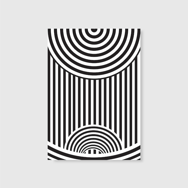 Ilusión óptica, ilustración de arte abstracto geométrico en blanco y negro