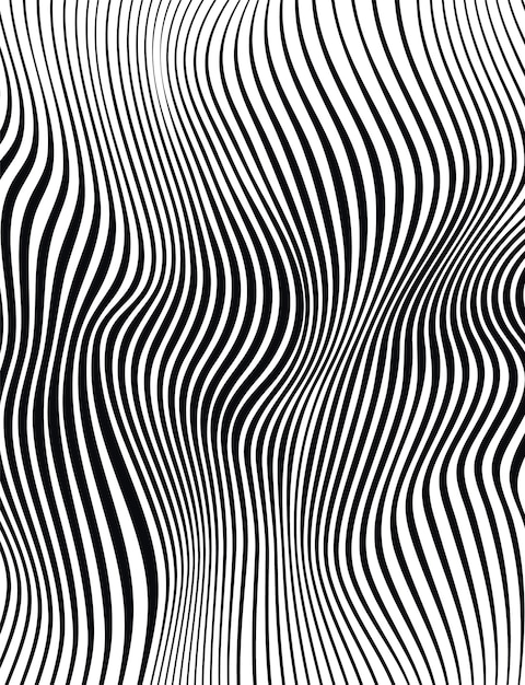 Ilusión óptica onda líneas negras y blancas con efecto de distorsión fondo de onda abstracto