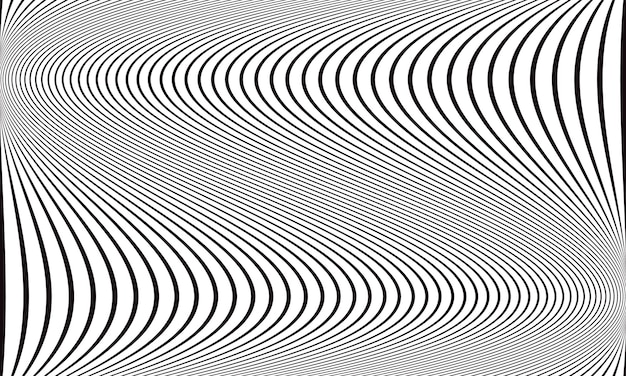 Ilusión óptica de rayas onduladas en blanco y negro