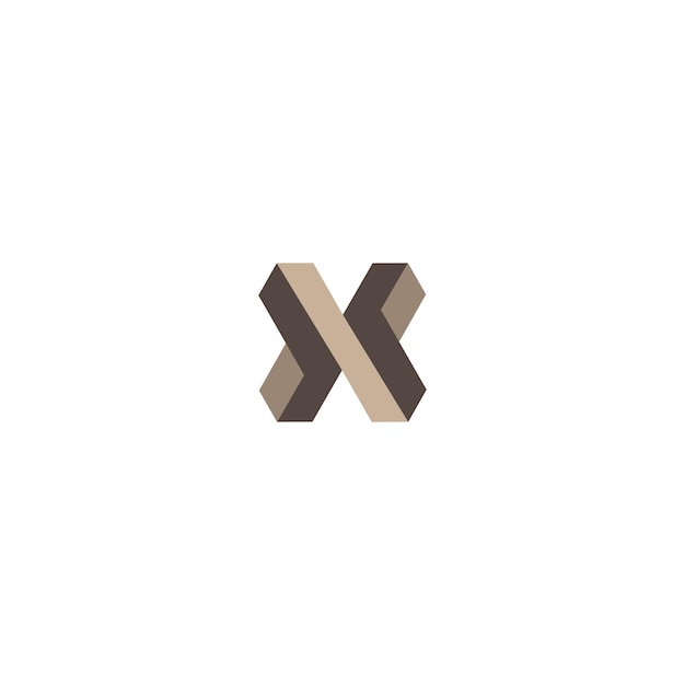 Ilusión óptica Templata de logotipo de letra X Imposible Logotipo cruzado 3D Vector de ideas de emblema