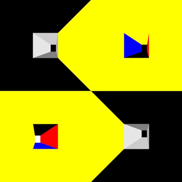 Ilusión vectorial plana tridimensional minimalista para el interior moderno