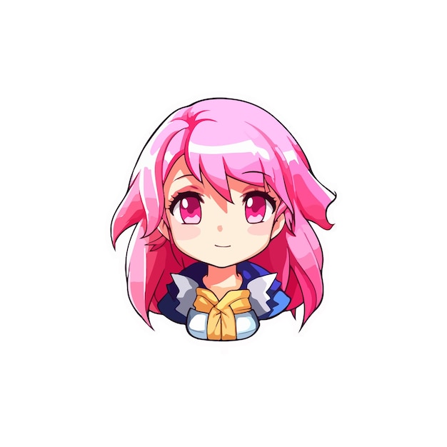 Vector ilustraao no estilo de anime de uma gaota com cabelo roza