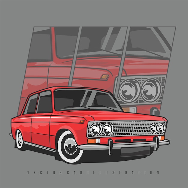 ILUSTRACIÓN DE COCHE VINTAGE ROJO,FORMATO LISTO EPS 10