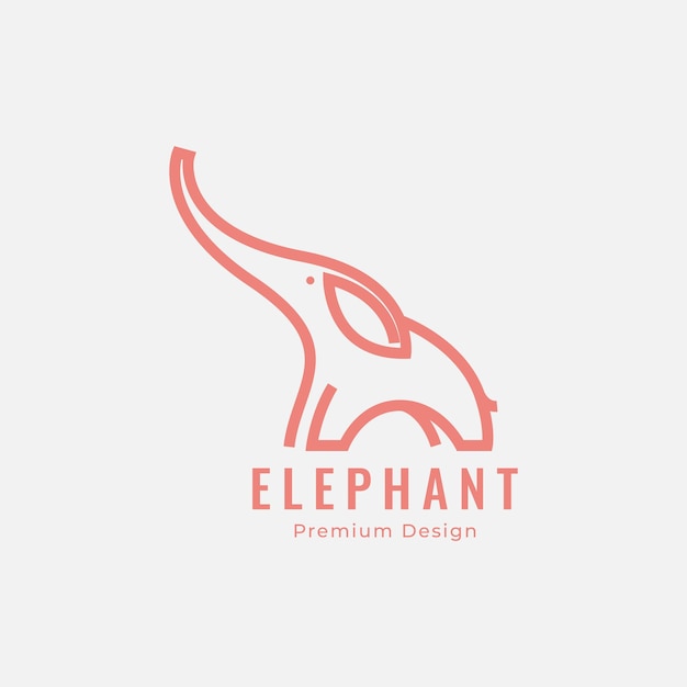 ILUSTRACIÓN DEL DISEÑO DEL SÍMBOLO DEL LOGOTIPO CREATIVO DE LA LÍNEA ANIMAL DE ELEFANTE