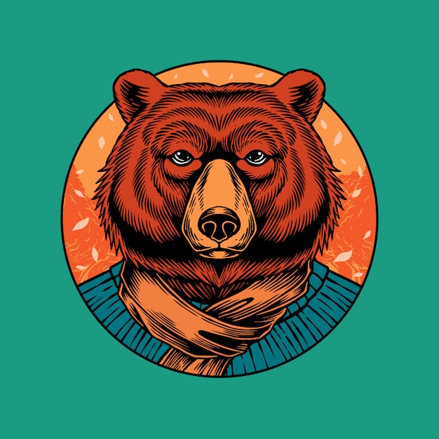 ILUSTRACIÓN DEL OSO CON EQUIPO DE OTOÑO