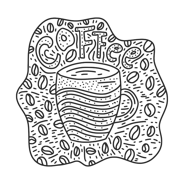 ILUSTRACIÓN DEL VECTOR DE LA TAZA DE CAFÉ DOODLE