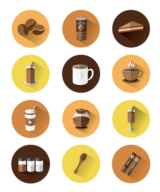 Ilustración 0f conjunto de iconos de café