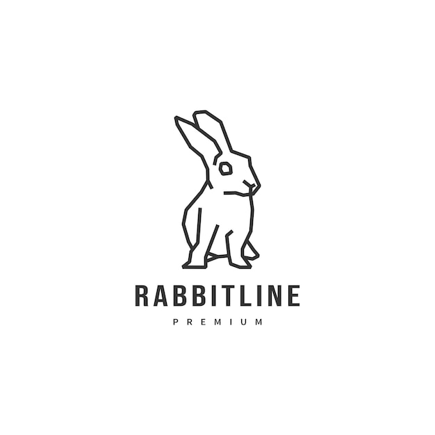 Ilustración 2 del diseño del logotipo del vector de la línea de conejo