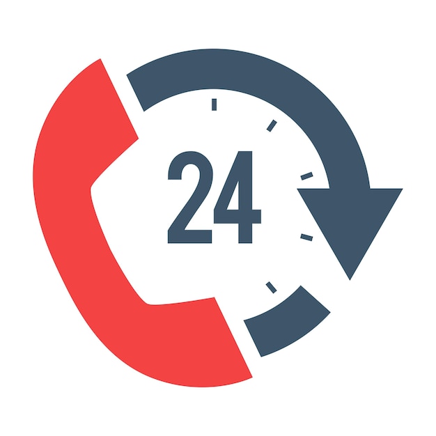 Ilustración de 24 horas de atención al cliente