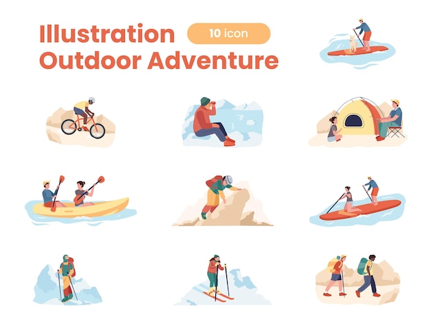 Vector ilustración 2d aventura al aire libre diseño de ilustraciones de iconos modernos