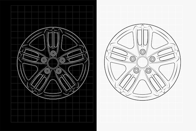 Ilustración 2d de las llantas Conjunto de imágenes vectoriales Vista frontal de las ruedas