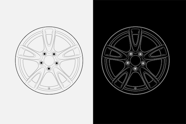 Ilustración 2d de las llantas Conjunto de imágenes vectoriales Vista frontal de las ruedas