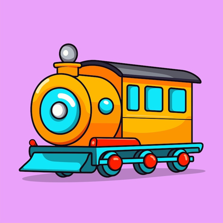 Vector ilustración 2d de una locomotora amarilla linda