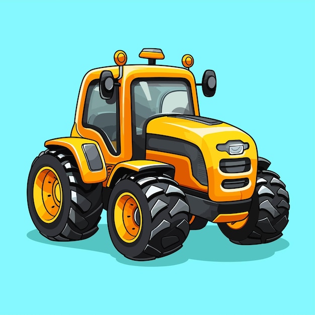 Vector ilustración 2d de un mini tractor amarillo