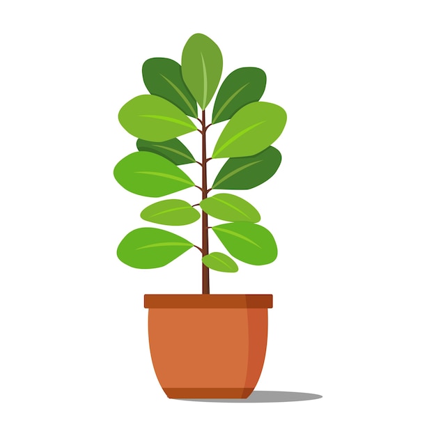 Ilustración 2D de una planta de interior verde fresca