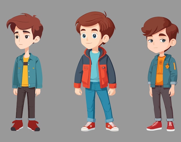 Ilustración de 3 niños vectoriales en diferentes acciones
