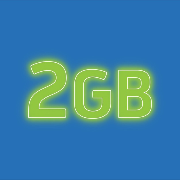Ilustración 3d 2gb verde blanco aislado en un fondo azul