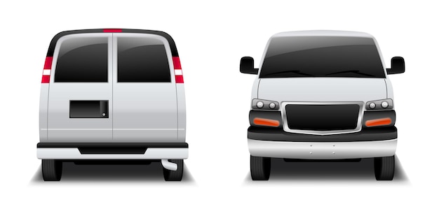 Ilustración 3d aislada de carga minivan clásica blanca realista