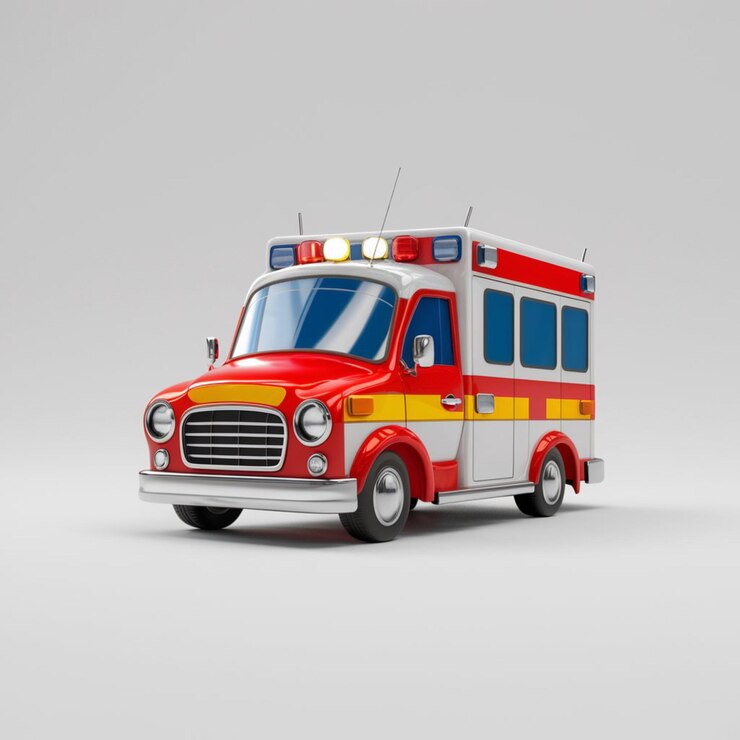 Vector ilustración 3d de una ambulancia
