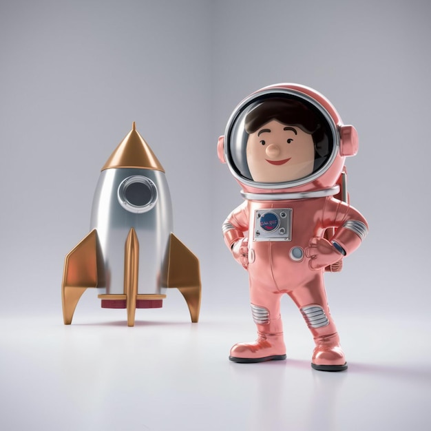 Una ilustración 3D de un astronauta en estilo de dibujos animados