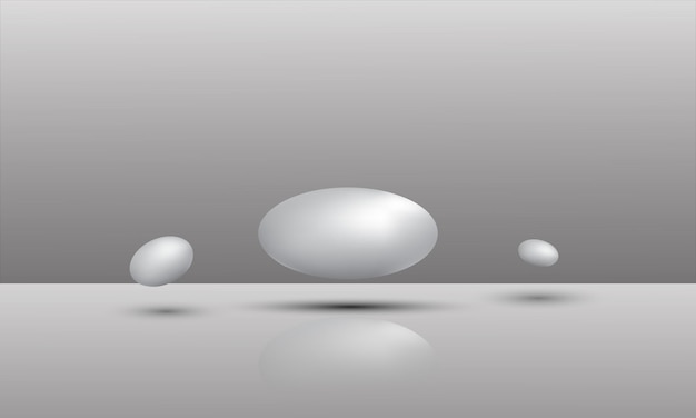 Ilustración 3D de bolas de diferentes tamaños colgando en el espacio. 3D aislado sobre fondo blanco.