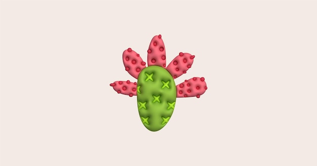 Ilustración 3d cactus y aloe vera planta de espina del desierto cactos y plantas tropicales de interior