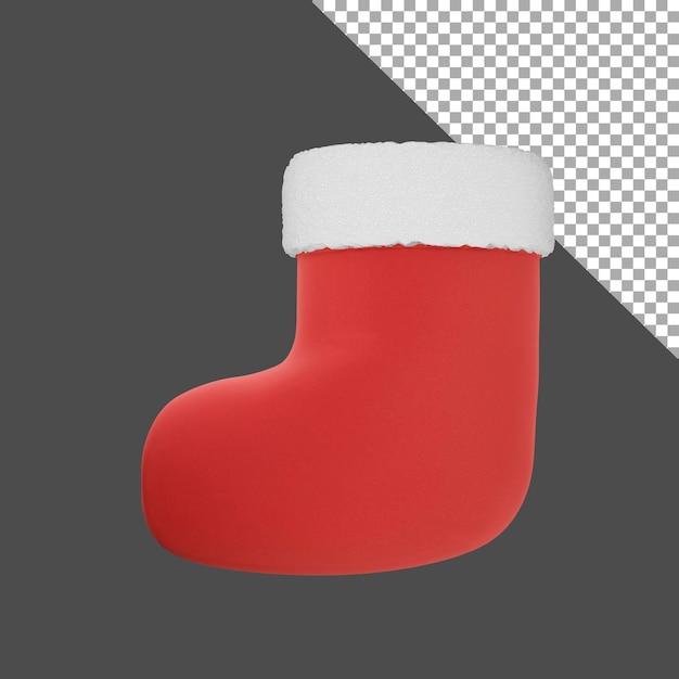 Ilustración en 3D del calcetín navideño Calcetín tradicional rojo