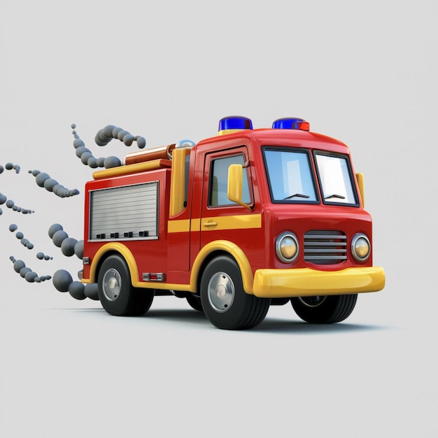 Ilustración 3D de un camión de bomberos de dibujos animados