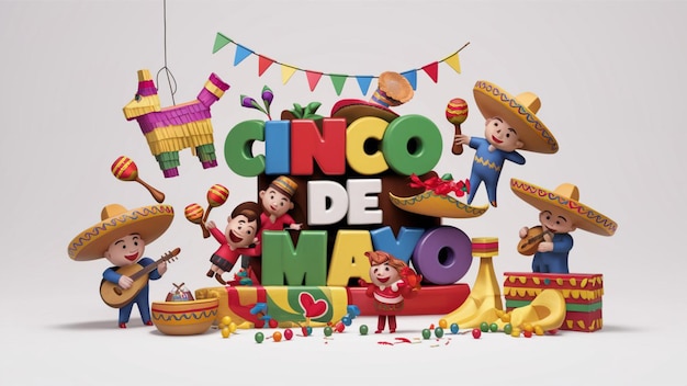 Ilustración en 3D del Cinco de Mayo