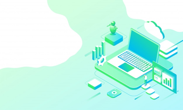 Ilustración 3D de la computadora portátil