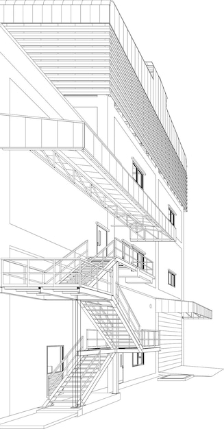 Ilustración en 3D de un edificio industrial