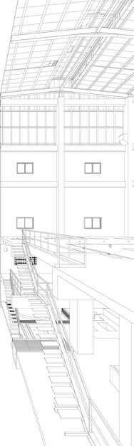 Ilustración en 3D de un edificio industrial